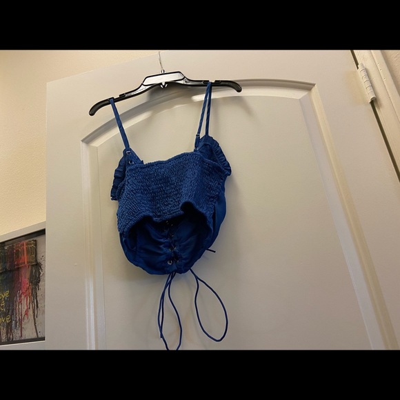 Blue Lace-Up Corset Top - Picture 5 of 5